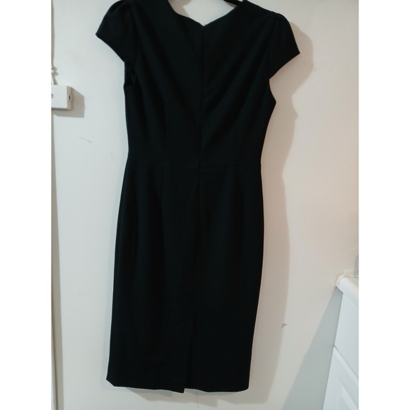 Betsey Johnson Black Cap Sleeve Sheath Dress Knee Length Size 2 Business Casual - Picture 3 of 4